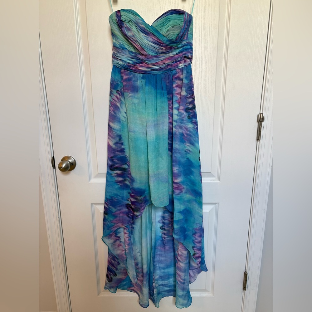 JS Boutique Watercolor Strapless Dress – Size 2 (USA)